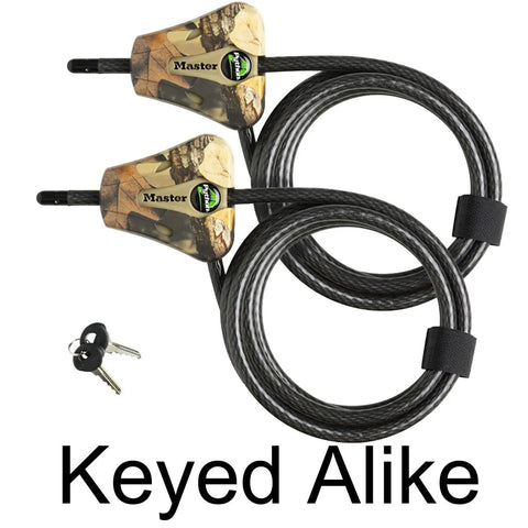 Keyed Alike Python Trail Camera Locking Cables Six Foot Camouflage Adjustable Outdoor Security Lock Set with keys
