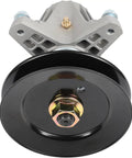 Upgrade Your Grass Cutting Game With This Fresh 50 Inch Mower Deck Rebuild Kit Packed With Solid Spindle Assemblies, Razor Sharp Blades And A Heavy Duty Drive Belt That Totally Fits Your Craftsman Z5600 Or Z5650 Zero Turn Mowers For Peak Performance. black mower spindle assembly with pulley and mounting nut