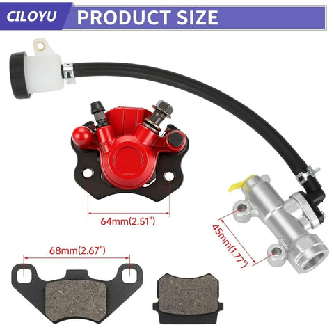 Go Kart Heavy Duty Brake Master Cylinder Caliper Assembly With 69 Inch Hydraulic Hose For 196cc KT196 GK200 Go Karts