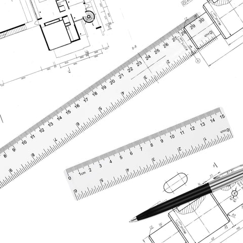Clear Plastic Ruler 6 Inch Plus 12 Inch, Super Handy Straight Ruler For School And Office, See Through Design With Dual Scales