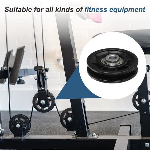 Heavy Duty Nylon Bearing Gym Pulley Wheel Set With Steel Shafts For Cable Machines Home Gym And Garage Door Training 70mm black pulley on fitness machine