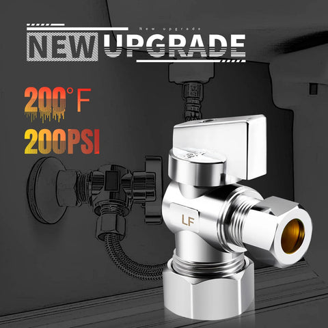 Minimprover 2-pack brass compression angle stop valve, 1/2 in nominal, chrome finish, quarter-turn shutoff