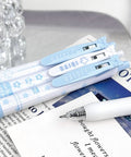 Four Pack Cute Retractable Gel Pens Blue Star 0.5mm Fine Point Black Ink Smooth Writing for Journaling on note paper