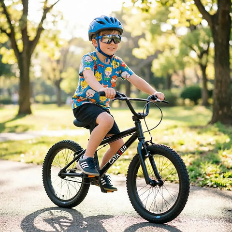 Child riding a bike with 18 By 2.4 Inch Bike Tire Replacement Outer Tire For BMX MTB And Road Bikes Durable Wear Resistant Premium Rubber Build For Long Lasting Grippy Ride And Smooth Rolling Easy Fit