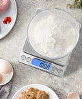 Pro Grade Digital Gram Scale 500g 0.01g Precision Kitchen Scale With Backlit LCD Display Stainless Steel Pocket Design on kitchen counter