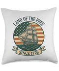 Retro Sailboat Patriotic Throw Pillow Celebrates America Since 1776 With Red White And Blue Flag Art For 4th Of July Decor