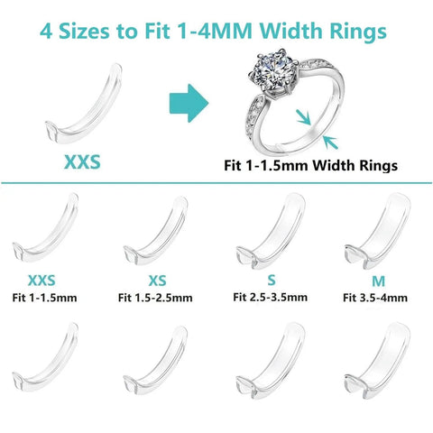 Low Profile Ring Size Adjuster For Loose Thin Rings 1mm To 4mm Fits Women Virtually Invisible TPU Sizer with size options