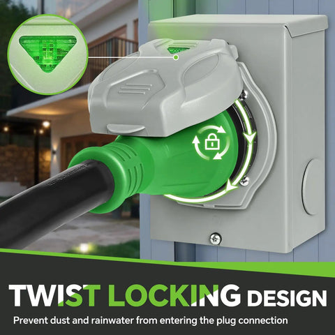 30 Amp Generator Power Inlet Box Featuring Nema L14 30 Socket with twist locking design preventing dust and rainwater.