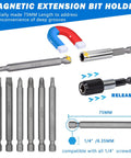 Magnetic extension bit holder from Heavy Duty 208 Piece Screwdriver Bit Set With One Quarter Inch Hex Shank Chrome Vanadium Steel Bits