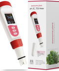 4 In 1 PH TDS EC Meter For Hydroponics And Indoor Gardens Digital Water Tester next to packaging box