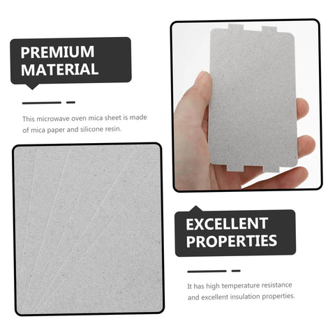 Close-up of a hand holding a Microwave Mica Sheet Insulation Plates Set 10 Pack Heat Resistant Cuttable Mica Plate for oven replacement.