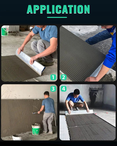 People using the 24 Inch Tile Trowel with 2x5 Inch Square Notches for large tile flooring and tiling masonry projects.