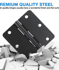Matte Black 3.5 Inch Door Hinges 24 Pack Square Corner Residential Interior Exterior Cabinet Box Hinges With 144 Free Screws And 270 Degree Swing
