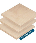 Stack of three half inch Baltic birch plywood sheets, 12 inch square, for arts, crafts, and DIY projects, heavy duty wood.