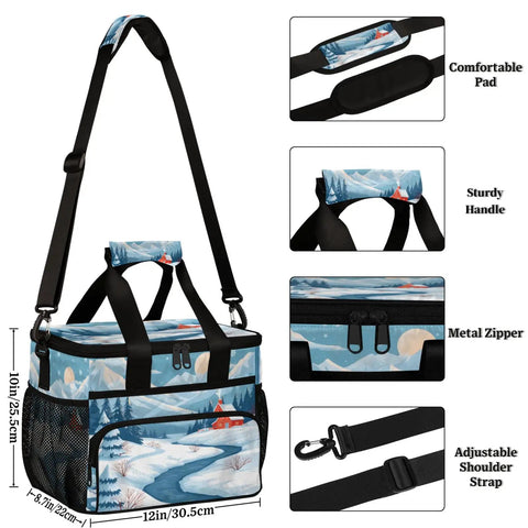Insulated Picnic Backpack With Large 12x8.7x10 Inch Capacity Lunch Box Tote, adjustable strap, sturdy handle, metal zipper