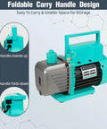 Heavy Duty 4.5 Cfm Single Stage Vacuum Pump For Hvac And Automotive Ac Repair, showing foldable handle and aluminum housing.