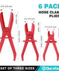 6 Piece Hose Clamp Set With Pinch Clamp Pliers For Flexible Hoses Fuel Gas Brake And Radiator Lines Three Sizes Small Medium Large Made From Heat Resistant Durable PA6 Nylon Non Conductive