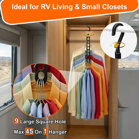 Space Saving Dorm Room Hangers Pack Of 6 With 9 Holes In RV Closet Display