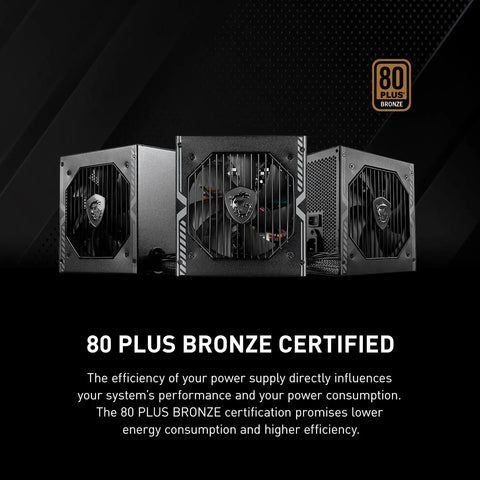 Mag A650BN 650W Non Modular Power Supply With 80 Plus Bronze Certified Low Noise Fan Active PFC Compact ATX PSU front view
