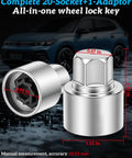 Volkswagen Wheel Lock Key And Lug Nut Key Tool For VW Cars with size measurements and a car in the background.