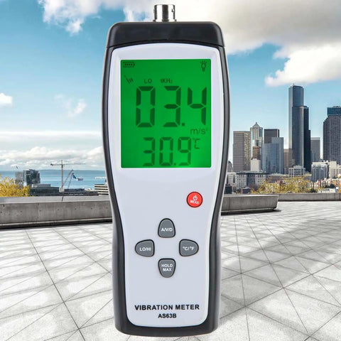 Professional Lcd Vibration Analyzer Meter Getting Straight Answers On Motor And Shaft Shake With Precision Acceleration Data And Reliable Vibrometer Gauge For Fast Workshop Inspection Workflows on a city rooftop.