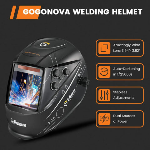 Auto Darkening Welding Helmet With Large 3.94 By 3.82 Inch Viewing Screen, Rechargeable Welding Mask, True Color Clarity, 4 Arc Sensors