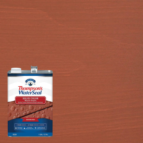 Solid Color Waterproofing Wood Stain And Sealer For Outdoor Decks Sedona Red 1 Gallon With Waterproof Finish And UV Protection