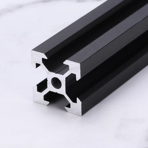 4 Pcs V Slot 2020 Aluminum Extrusion Profile European Standard 350mm X 20mm Anodized Black Linear Rail Frame For 3D Printers CNC DIY For Your Next DIY Build And Rig close-up
