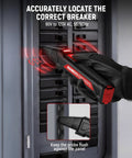 Circuit Breaker Finder Kit With GFCI Outlet Tester And Dual LED Indicators, All In One Electrical Tracer being used on a panel