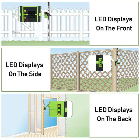 Laser Receiver For Green And Red Beams With Pulse Mode Only, 200 Ft Range, Three Sided LED Display, Clamp Included diagram