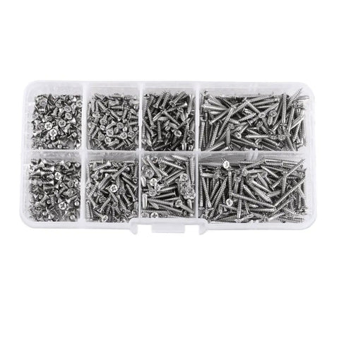 Heavy Duty Plated Carbon Steel Drilling Screws Set 800 Pcs M2 Cross Flat Head Self Tapping Woodworking Fasteners