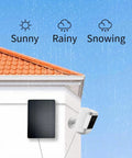 3W Outdoor Solar Panel Charger for Ring Spotlight Cam and Stick Up Cam Pro Models installed in all-weather on a house wall