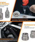Heavy Duty Screw And Bolt Extractor Kit 31-Piece With Left-Hand Drill Bits 37# Cr-Mo And 6542 HSS Cobalt in use on damaged bolt