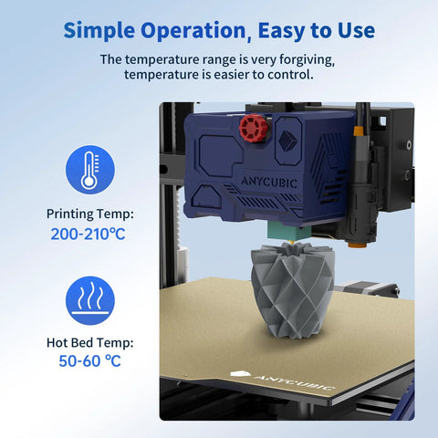 Anycubic PLA filament on a 3D printer, gray, 1.75 mm diameter