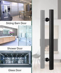 Matte Black Door Pull Handle For Sliding Barn Doors, Modern Square H Shape Push Pull Handle, Heavy Duty Stainless Steel Finish, 39 Inch Length, Easy Two Hole Mount, Ideal For Sliding And Pocket Doors.