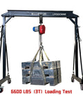 All In One Heavy Duty Gantry Crane Kit For Shop Or Garage, 4000 Lb Rating With 6600 Lb Static Load lifting weights in a test.