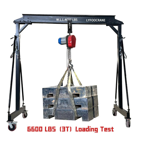 All In One Heavy Duty Gantry Crane Kit For Shop Or Garage, 4000 Lb Rating With 6600 Lb Static Load lifting weights in a test.