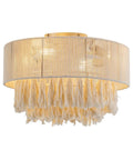 XINGSIYUELYX Ceiling Fan with Light, gold ceiling fan with fringe light shade, stylish home decor, modern design.