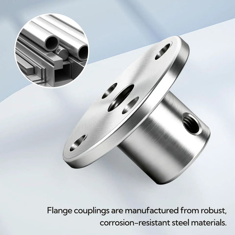 8 Pack 5mm Rigid Flange Couplings for Motor Shafts, DIY Model Building, Easy Install with Screws and Wrench Kit, Durable Steel Flange Shaft Connectors for Robotic Projects and Handmade Creations. Steel 5mm flange coupling shown with shaft opening