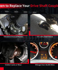 Drive Shaft Coupler Flex Joint Bolt On Replacement For BMW Cars And SUVs Heavy Duty Vibration Dampening Link Compatible With Wide Range Of Models Like 135i 328i 335i 740i X3 X5 Z4 showing wear, leaks, and mileage signs