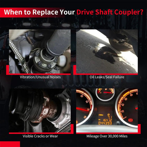 Drive Shaft Coupler Flex Joint Bolt On Replacement For BMW Cars And SUVs Heavy Duty Vibration Dampening Link Compatible With Wide Range Of Models Like 135i 328i 335i 740i X3 X5 Z4 showing wear, leaks, and mileage signs
