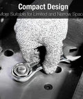 Stubby Metric Combination Wrench Set 12 Piece 8 To 19 mm Chrome Vanadium Hand Tools For Tight Spots Rust Resistant Chrome Finish Short Beam For Accessing Hard To Reach Fasteners, 19 mm wrench in narrow space