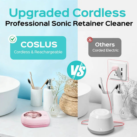 Sonic Retainer Cleaner Machine Pro Rechargeable Portable Design With 50kHz Cleaning For 10x Deeper And Safer Cleaning Compact Tank For Easy At Home Dental Appliance Care Pro Grade Tech Developed With U S Dental Team pink cordless cleaner