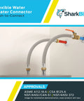 3/4 Inch Ball Valve To 3/4 Inch FIP 18 Inch Braided Stainless Steel Flexible Water Heater Connector With Push To Connect Brass Plumbing Fitting For PEX Copper CPVC PERT HDPE No Fuss Easy Hookup installed on pipes
