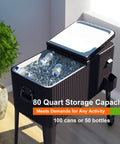 80 Quart Rattan Rolling Cooler Cart For Outdoor Patio Parties On Wheels With Brown Wicker Finish Keeps Drinks Cold For Up To 36 Hours