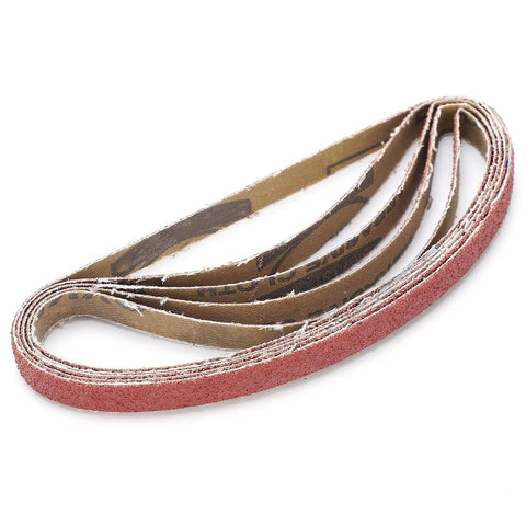 Badass Sandpaper Belt Replacement 20 Piece Set For Belt Sander Tools 330X10mm Abrasive Strips showing multiple sandpaper belts.