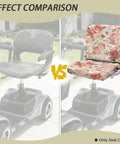 Effect comparison of Cool Rose Flower Patchwork Seat Cover For Electric Wheelchair Or Mobility Scooter on a scooter seat.