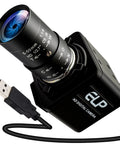 Global Shutter 90fps USB Camera With 10X 5-50mm Varifocal Lens for golf swing analysis, close-up view with USB cable