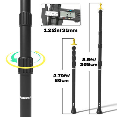 4 Pack Adjustable Heavy-Duty Tarp Poles With Ground Stakes And Guylines, Yellow Protection Caps, Telescoping Aluminum Camping Poles