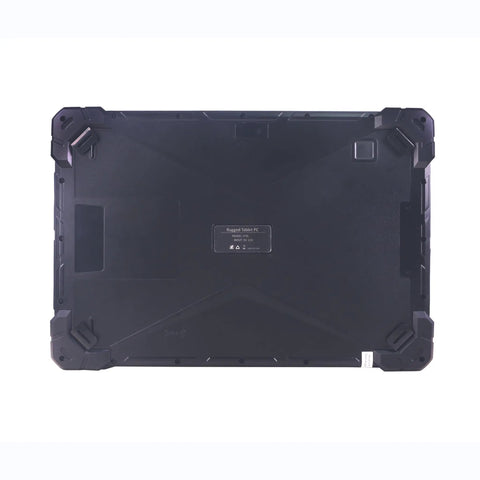Built Tough Rugged Industrial Tablet Eating Up Daily Grind On Windows 11 Pro Fueled By Intel N100 Juice 16GB Ram And 256GB Storage back view showing tough exterior and design.